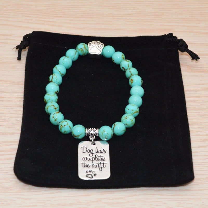 Turquoise bead "Dog hair completes the outfit" Bracelet